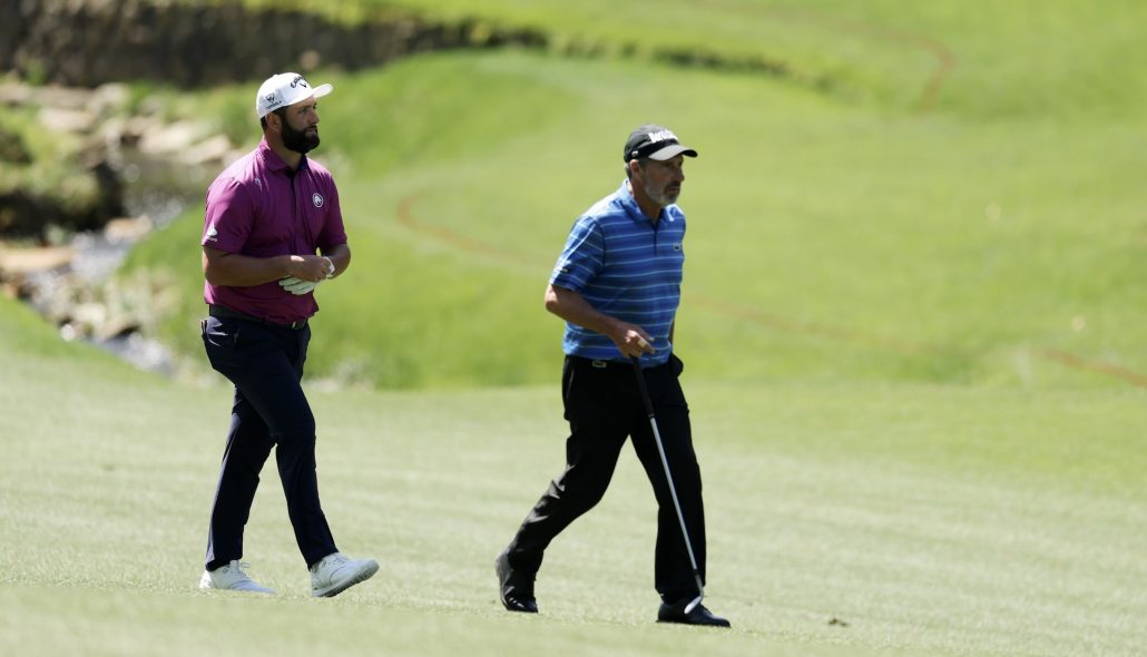 Jon Rahm Jose Maria Olazabal 8 Apr 2025 Richard Heathcote Getty Images