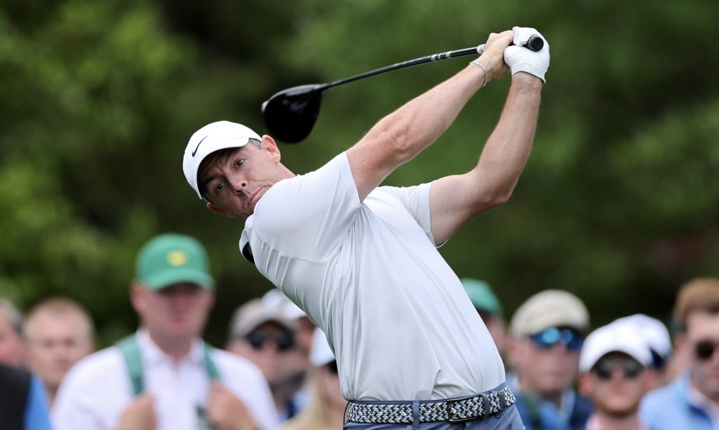 Rory McIlroy 12 Apr 2025 drive Michael Reaves Getty Images
